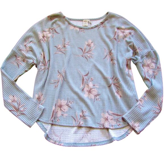 PAPER CRANE Anthropologie Size Large Sage Floral Oversized Thermal Pullover EUC - Picture 1 of 5